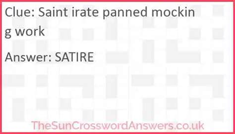 Click the answer to find similar crossword clues. . Mocking work crossword clue